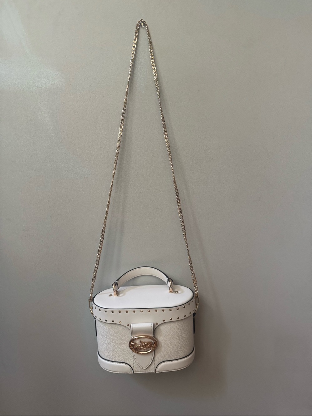 Coach Georgie Gem White Leather Top-Handle Bag with Gold Accent - Picture 7 of 8